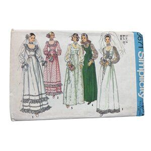 70s Simplicity 6671 Sewing Pattern Size 14 Misses Wedding Bridesmaid Dress UNCUT